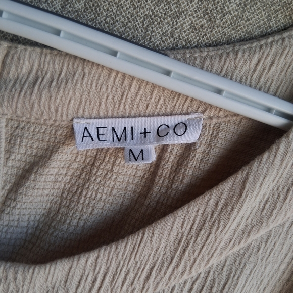 AEMI+CO Beige Earth Tone Long Sleeve Oversized Romper Med Boho Bohemian Fall - Picture 5 of 9